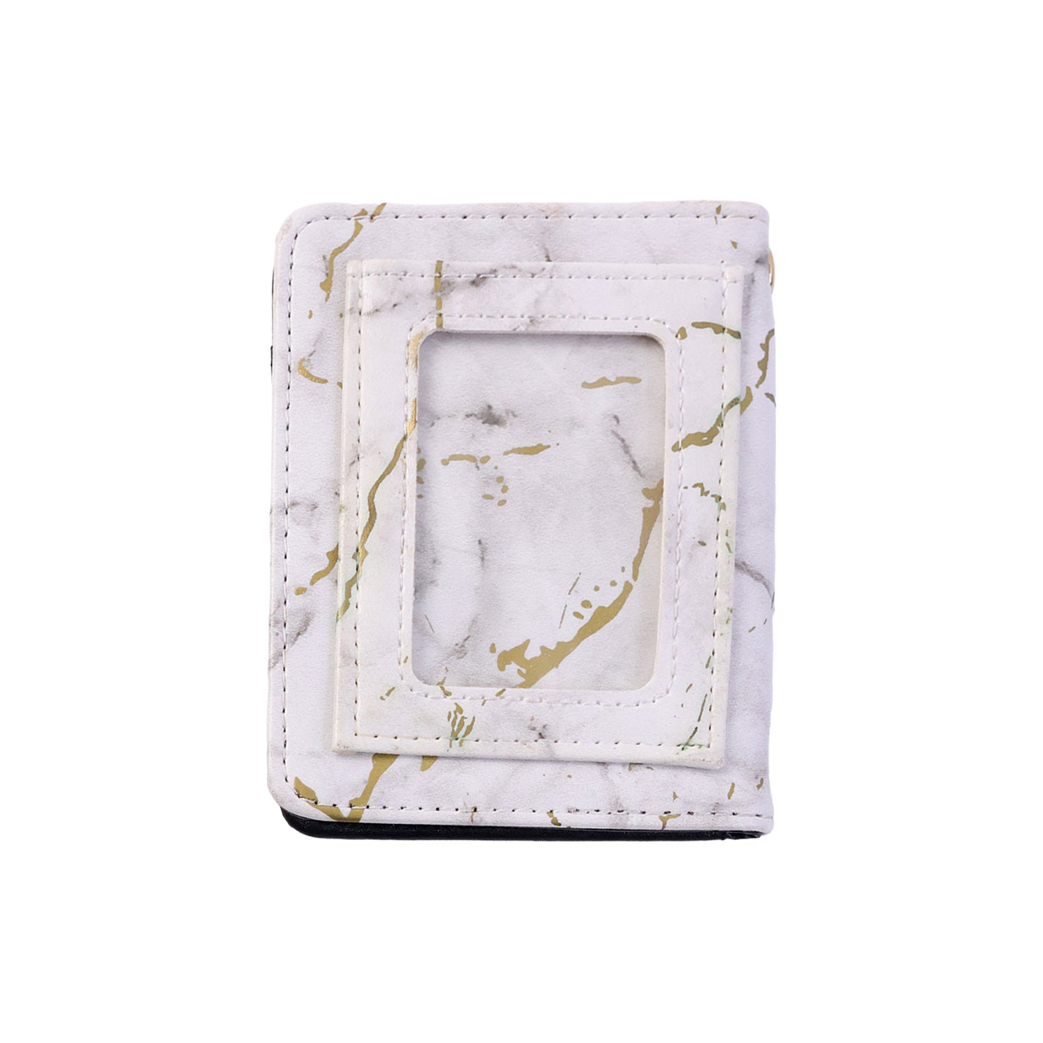 Compact Marble Finish Snap Button Card Holder Wallet (1 Pc)