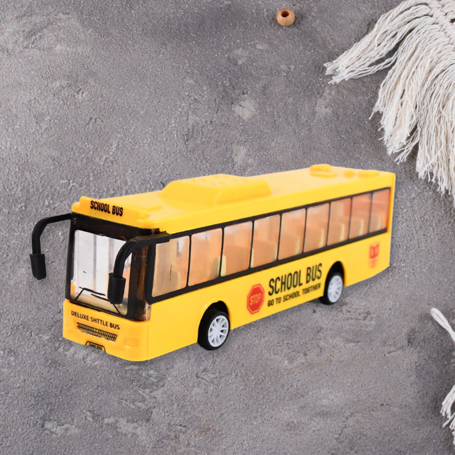 Inertia Bus Toys  High Simulation Yellow Fine Details Mini Bus Model Car Toys Prizes For Gift Collections