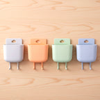 Multi-purpose Plastic Wall Mounted Mobile Charging Holder Set (4 Pc)