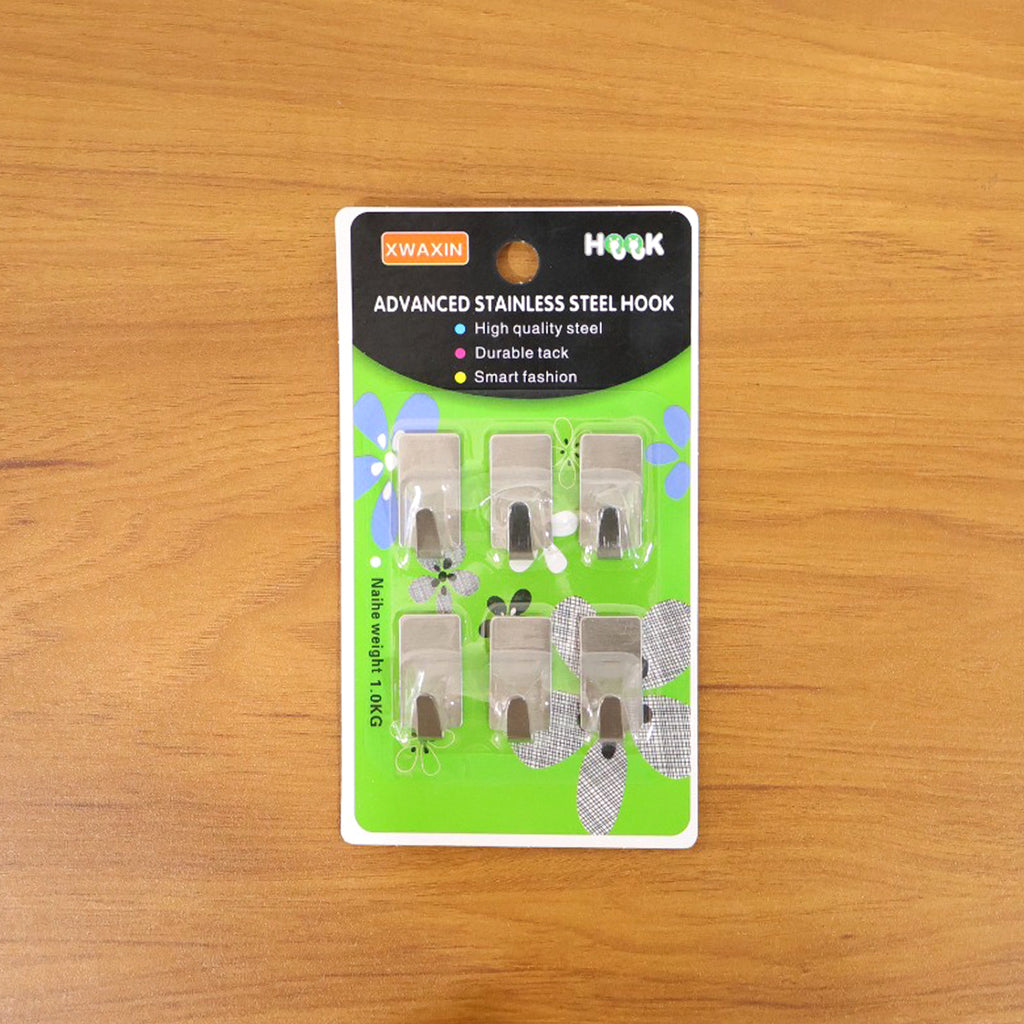 Self Adhesive Wall Hooks Set (Pack Of 6)
