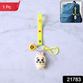 Cute Cartoon Bunny Silicone Keychain With Decorative Strap (1 Pc)