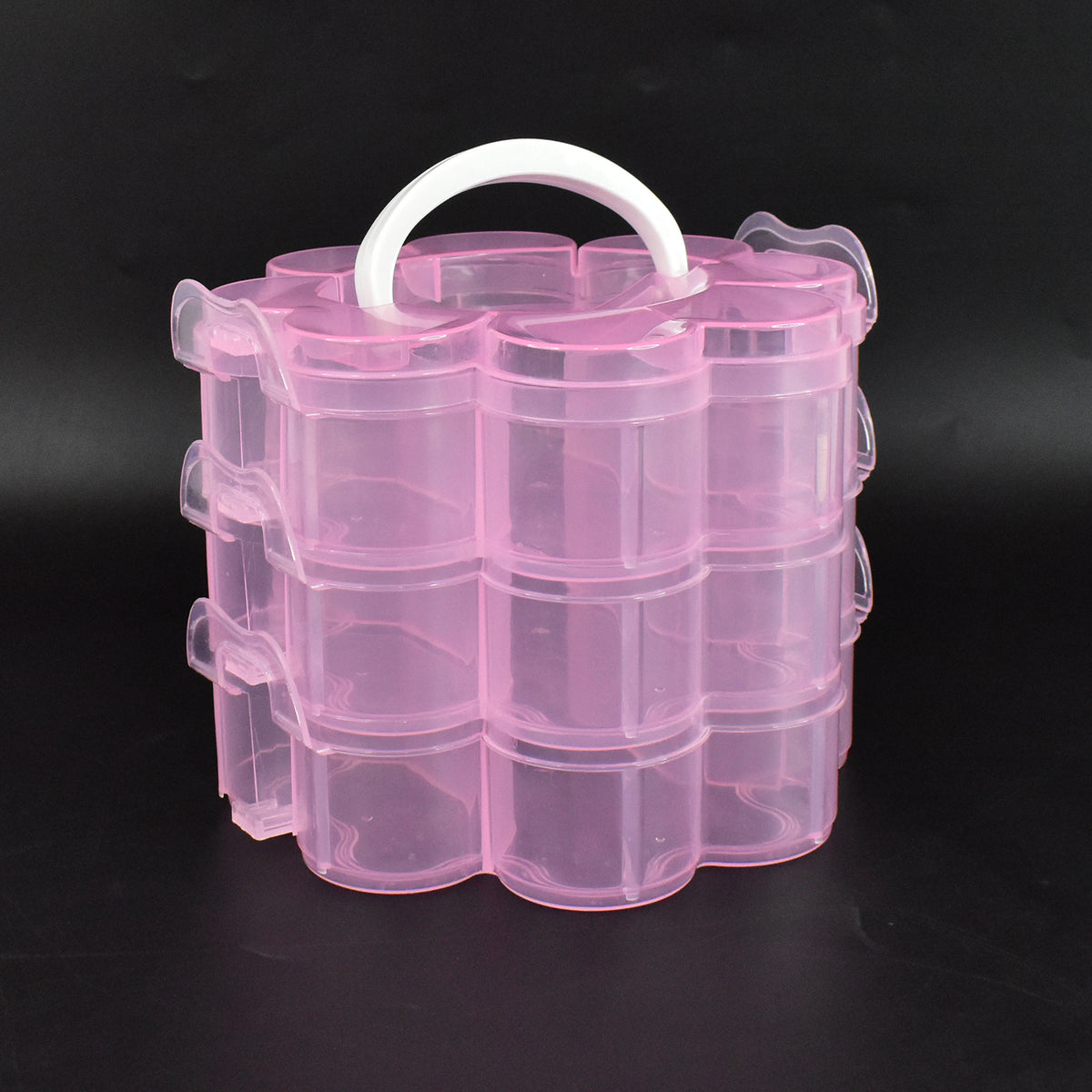 3-layer Transparent Plastic Flower-shaped Storage Box With 9 Grids