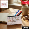 Small Paris Print Zipper Coin  Stationery Pouch (1 Pc)