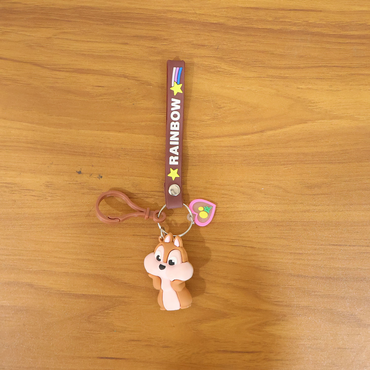 Cute Cartoon Animal Silicone Keychain With Rainbow Strap (1 Pc)