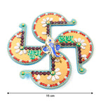 Golden Swastik Shubh Labh Wall Hanging With Ganesh Idol (1 Pc)