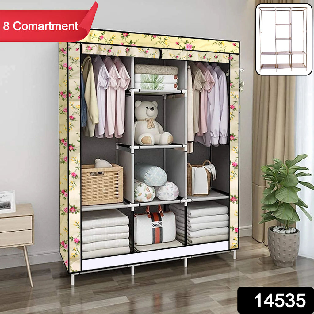 8 Compartment Portable Fabric Wardrobe Closet Collapsible Wardrobe Racks