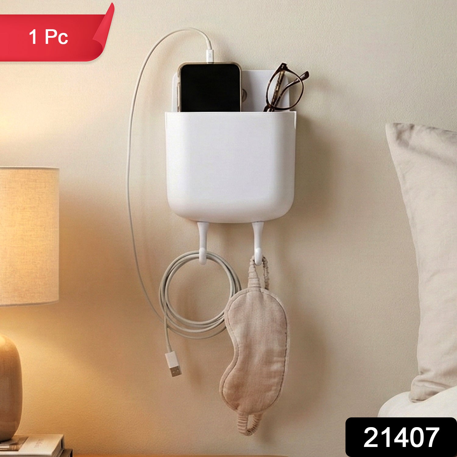 Multi-purpose Plastic Wall Mounted Mobile Charging Holder (1 Pc)