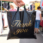 Premium Black Thank You Printed Plastic Carry Bag 30  39 Cm (1 Pc)