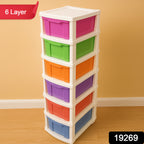6-layer Multi-colored Plastic Storage Drawer Cabinet
