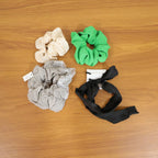 Stylish Fabric Hair Scrunchie With Bow Tie Design(1 Pc Mix Color  Design)