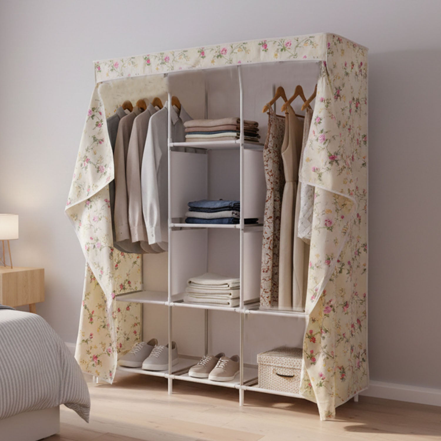 8 Compartment Portable Fabric Wardrobe Closet Collapsible Wardrobe Racks