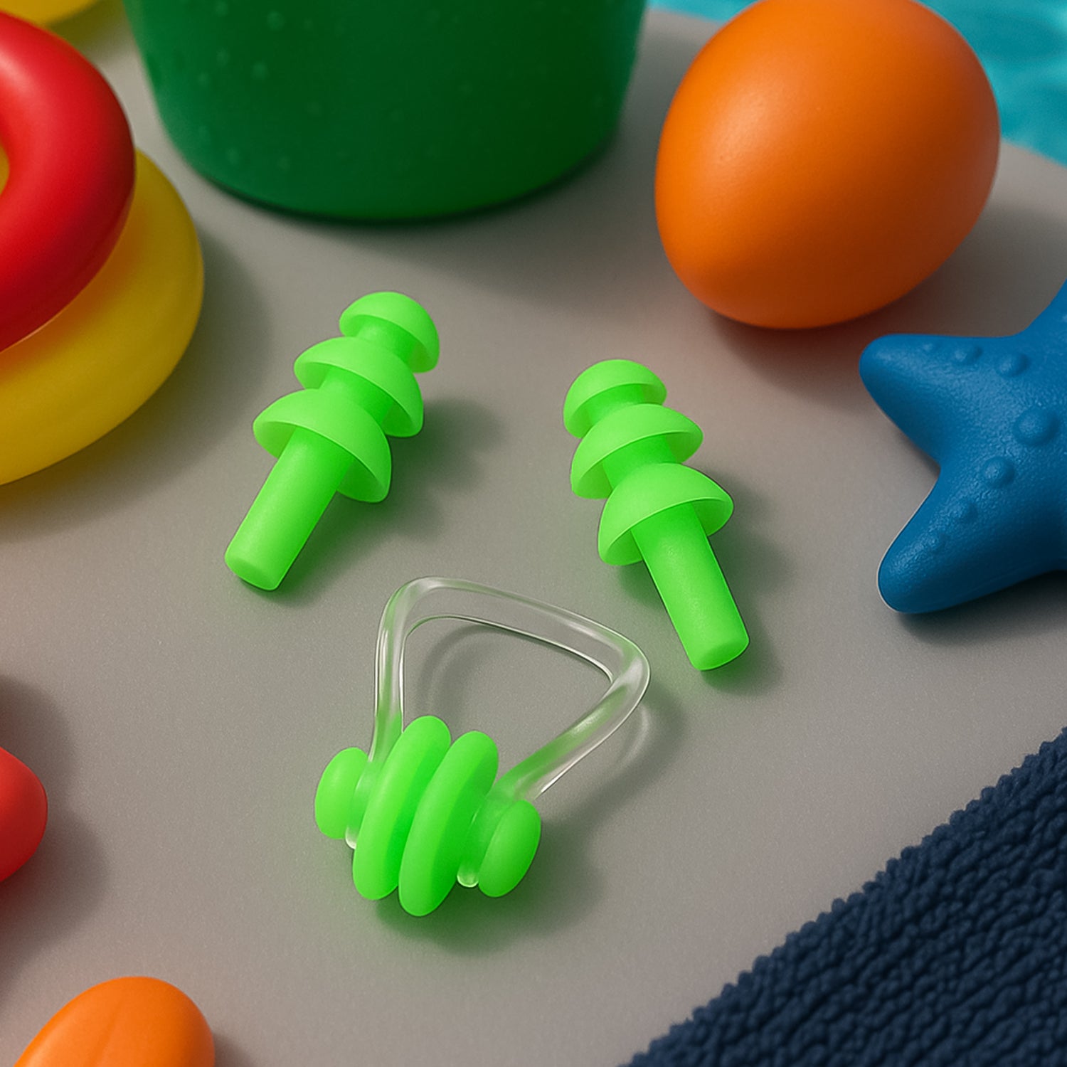 Swimming Earplugs And Nose Clip Set (3 Pc)