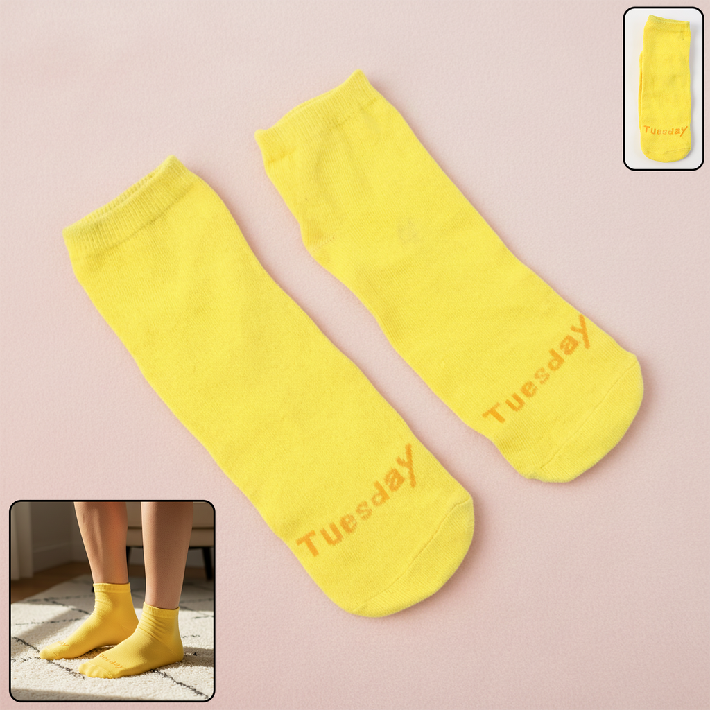 Tuesday Theme Yellow Casual Socks (1 Pair)