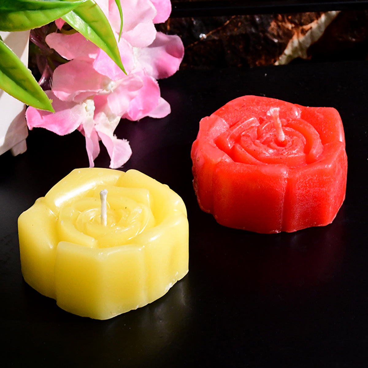 Rose Shaped Wax Candle Set (6 Pc)