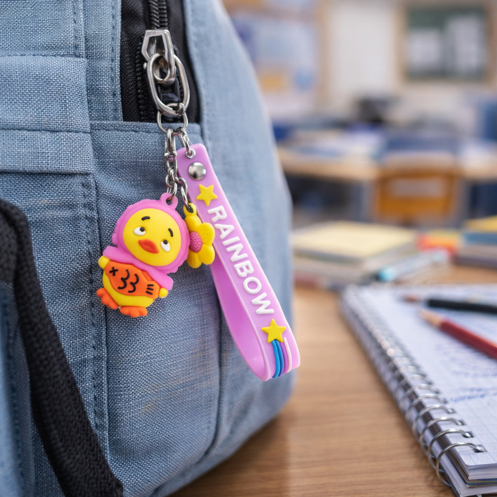 Cute Rainbow Strap Cartoon Duck Keychain (1 Pc)