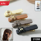 Cute Teddy Bear Decorative Snap Hair Clips Set (4 Pc)