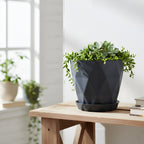 Diamond Design Plastic Flower Pot Set With Drain Tray (5 Pc)
