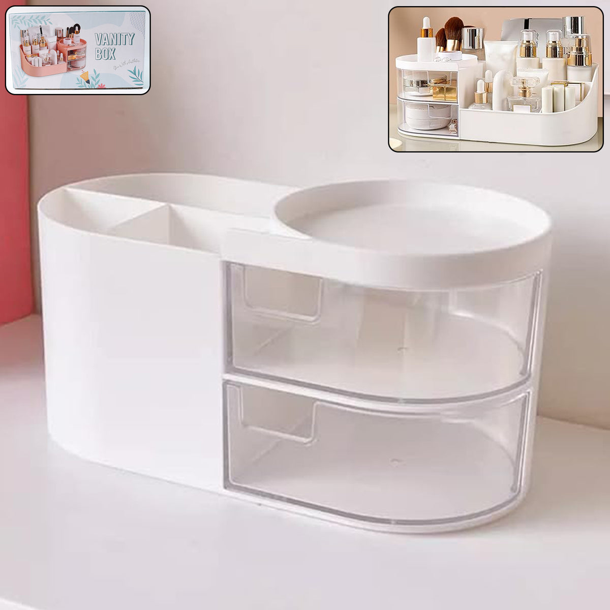 Multi-functional Plastic Vanity Storage Box