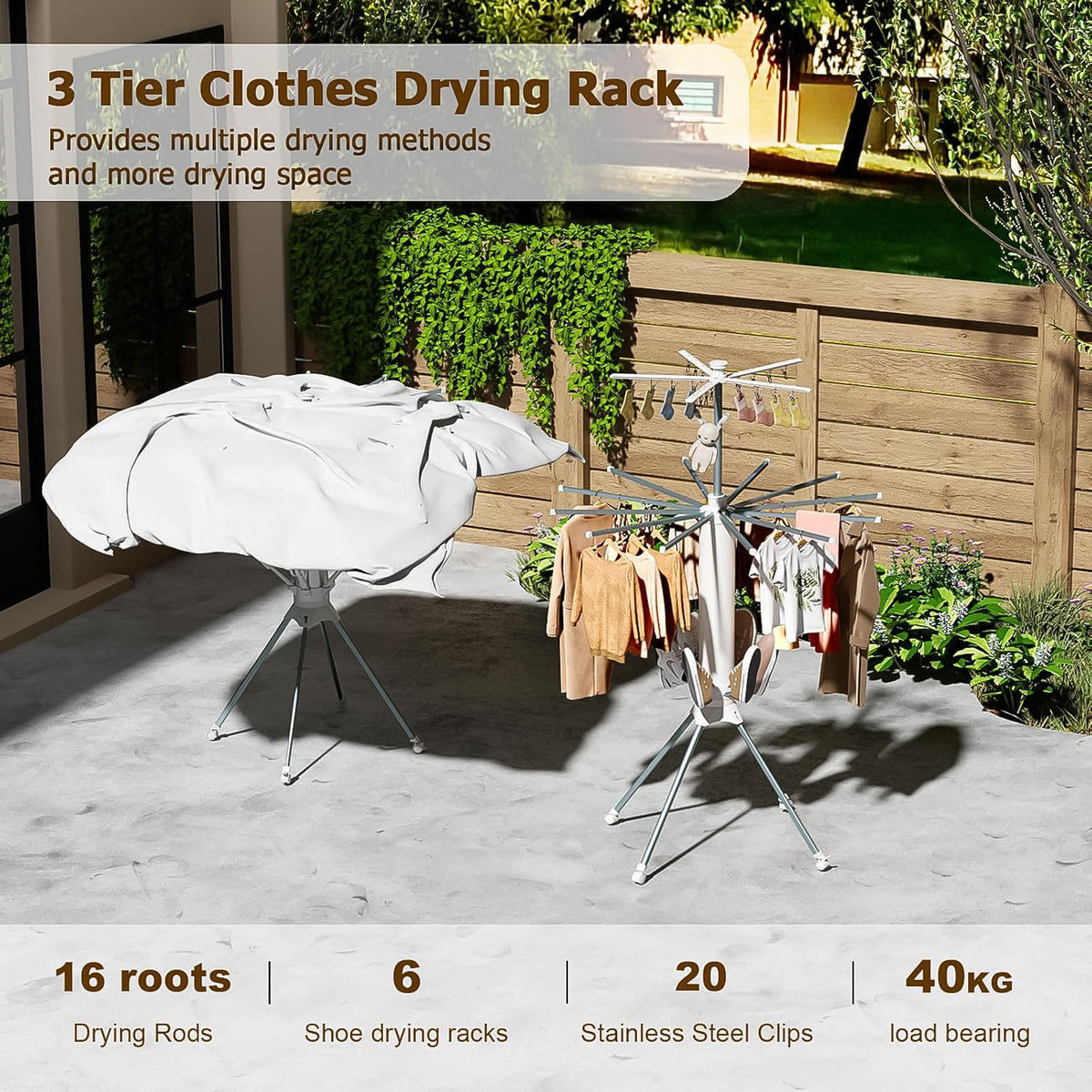 Multi-layer Foldable Clothes Drying Rack Set