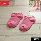 Pink  White Soft Ankle Socks For Kids (1 Pair)