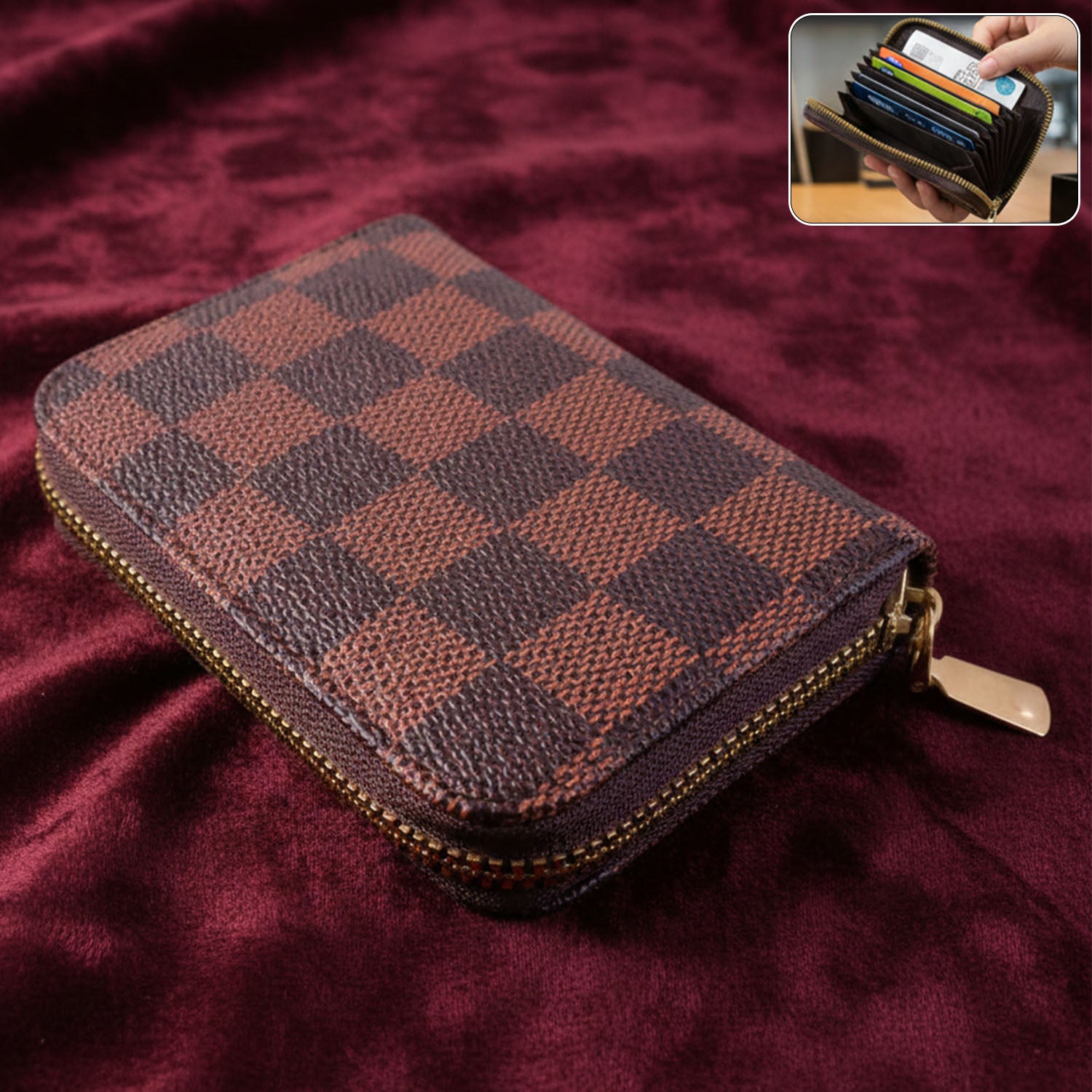 Zip Card Holder Wallet  Multi Card Organizer Case (1 Pc)