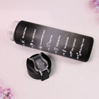 Plastic Black Motivational Water Bottle With Straw (900 Ml)
