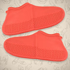 17985 Non-slip Silicone Rain Reusable Anti Skid Waterproof Fordable Boot Shoe Cover (Medium Size  1 Pair  Red)