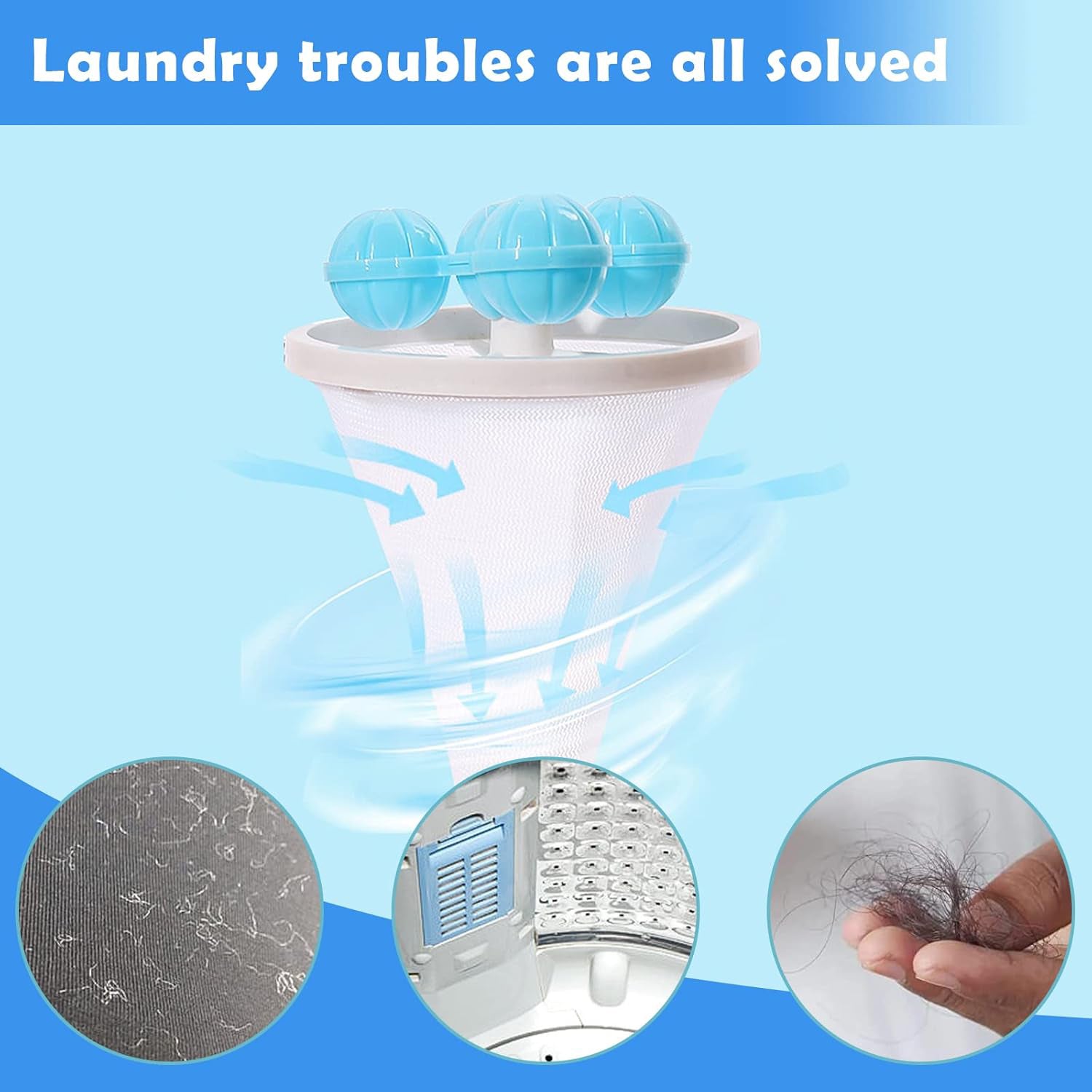 12604 Laundry Ball Floating Pet Fur Lint Hair Catcher Household Reusable Washing Machine Floating Lint Mesh Bag Hair Filter Net Pouch Washing Lint Hair Remover Net Mesh Bag Dryer (1 Pc)