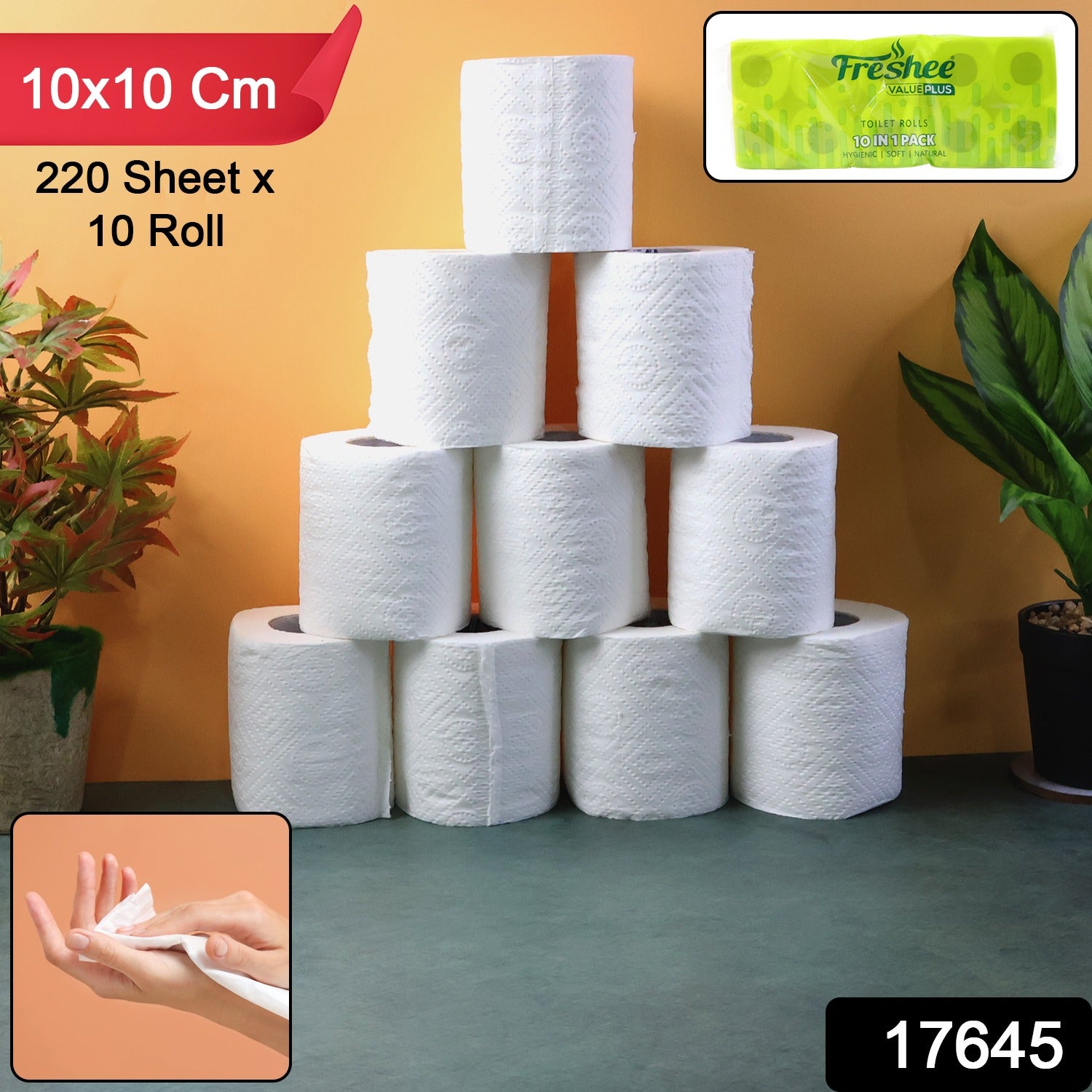 Toilet Tissue Rolls  Soft Embossed Bathroom Tissue 220 Sheets  10 Rolls