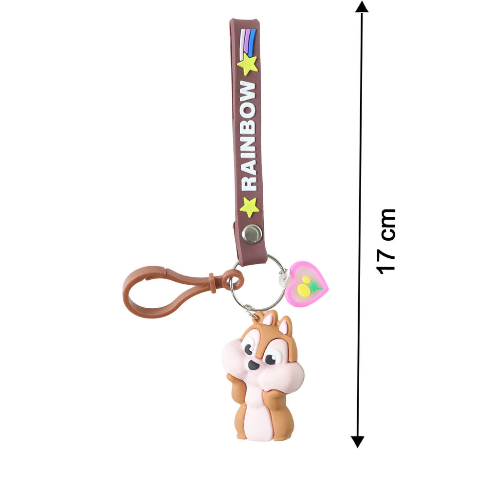 Cute Cartoon Animal Silicone Keychain With Rainbow Strap (1 Pc)
