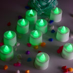 6635 Green Flameless Led Tealights Smokeless Plastic Decorative Candles - Led Tea Light Candle For Home Decoration (Pack Of 24)