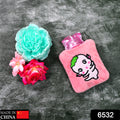 6532 Pink Cartoon Small Hot Water Bag With Cover For Pain Relief Neck Shoulder Pain And Hand Feet Warmer Menstrual Cramps.
