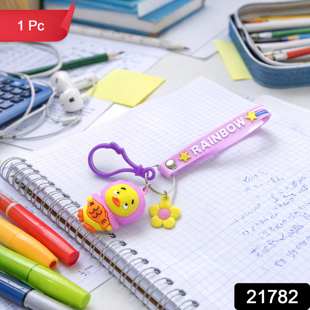 Cute Rainbow Strap Cartoon Duck Keychain (1 Pc)