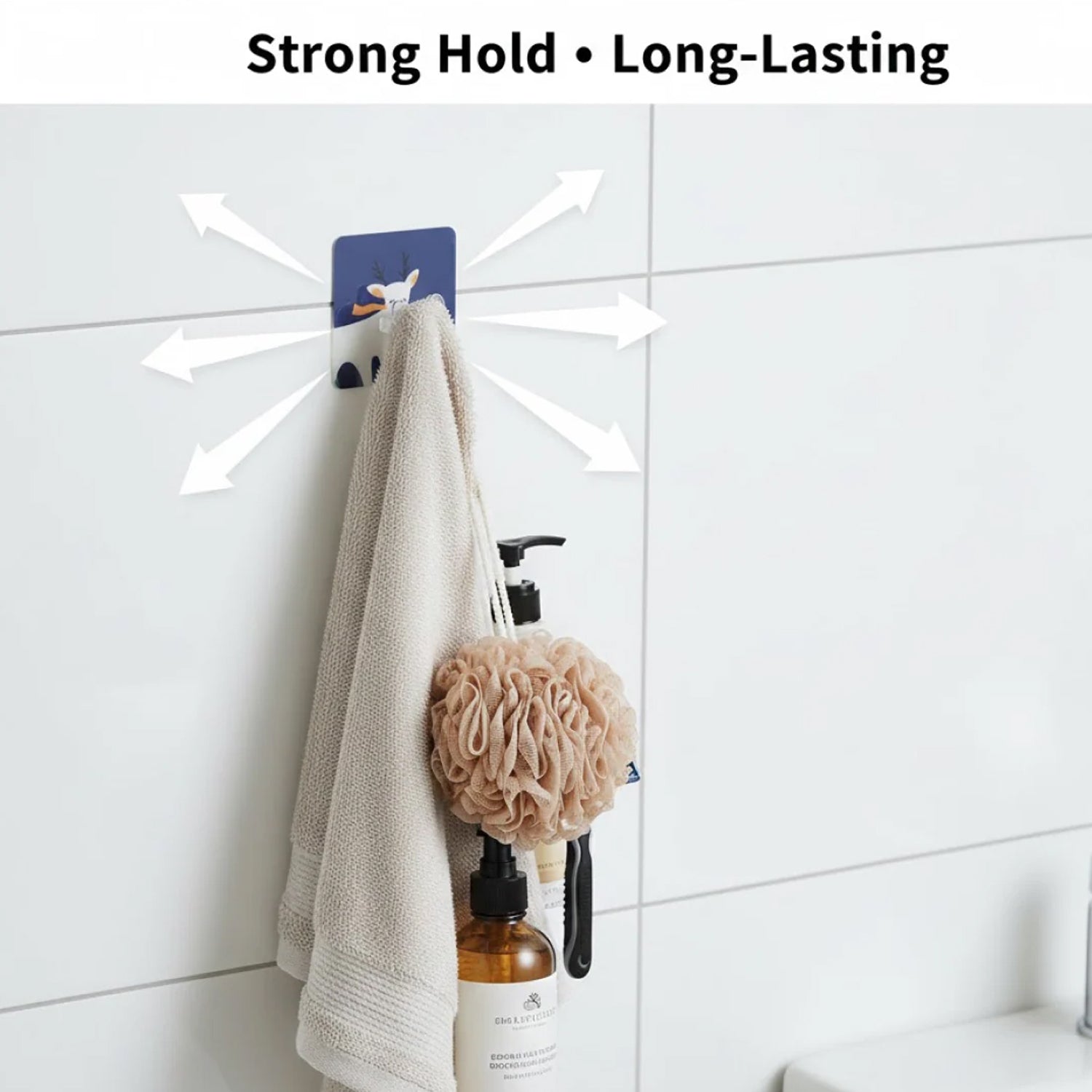 Soft Hanging Hand Towel With Self Adhesive Wall Hook Combo
