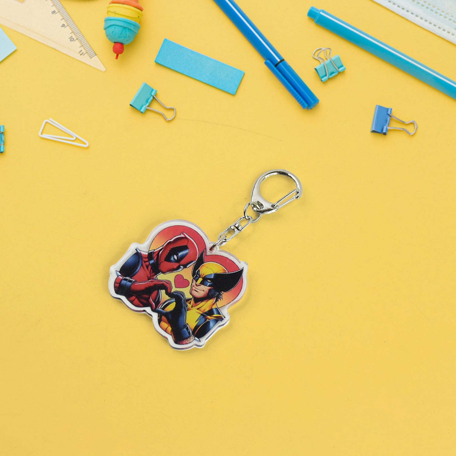 Stylish Acrylic Cartoon Character Keychain With Metal Clip (1 Pc)