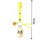 Cute Cartoon Bunny Silicone Keychain With Decorative Strap (1 Pc)
