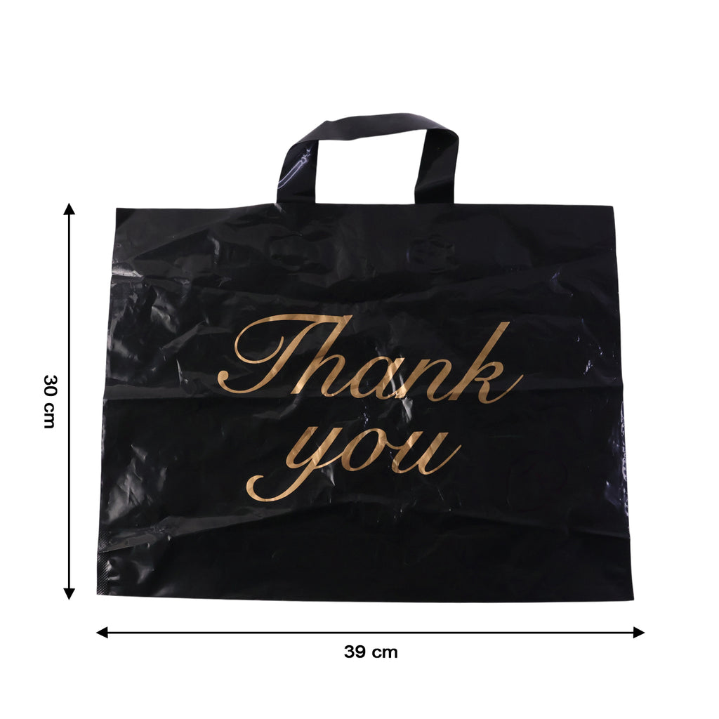 Premium Black Thank You Printed Plastic Carry Bag 30  39 Cm (1 Pc)
