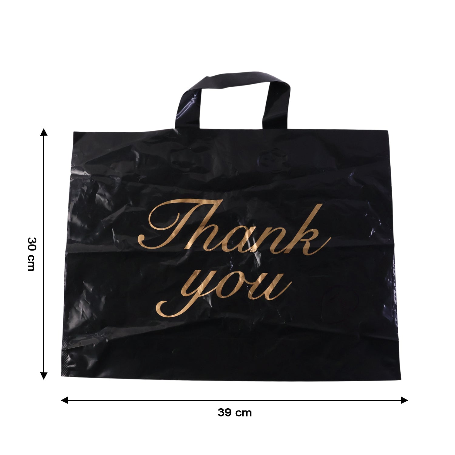 Premium Black Thank You Printed Plastic Carry Bag 30  39 Cm (1 Pc)