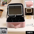 Pink Premium Led Light Makeup Organizer Box (1 Pc)