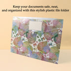 Printed A4 Document Folder  Leaf Design With Button Closure  Label Slot (1 Pc)