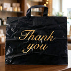Premium Black Thank You Printed Plastic Carry Bag 30  39 Cm (1 Pc)