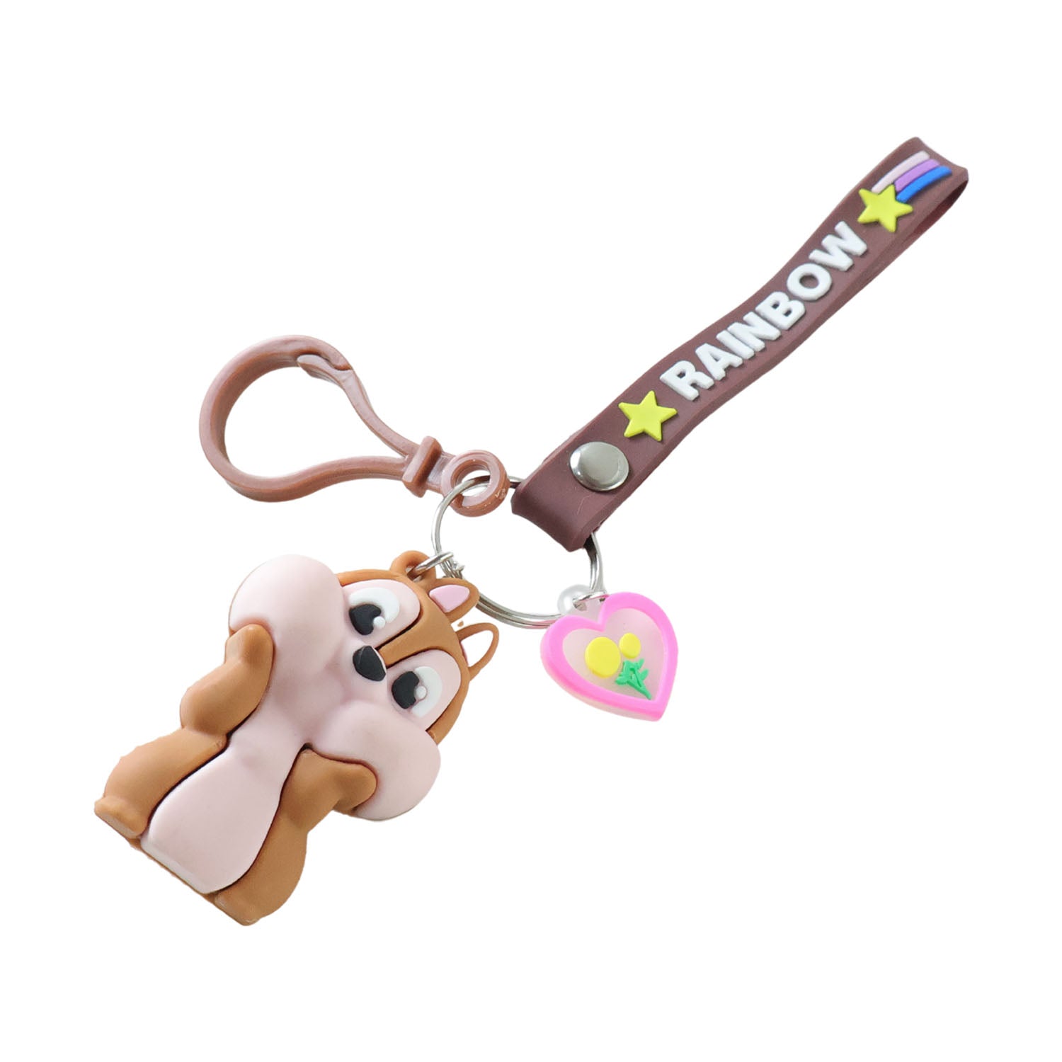 Cute Cartoon Animal Silicone Keychain With Rainbow Strap (1 Pc)