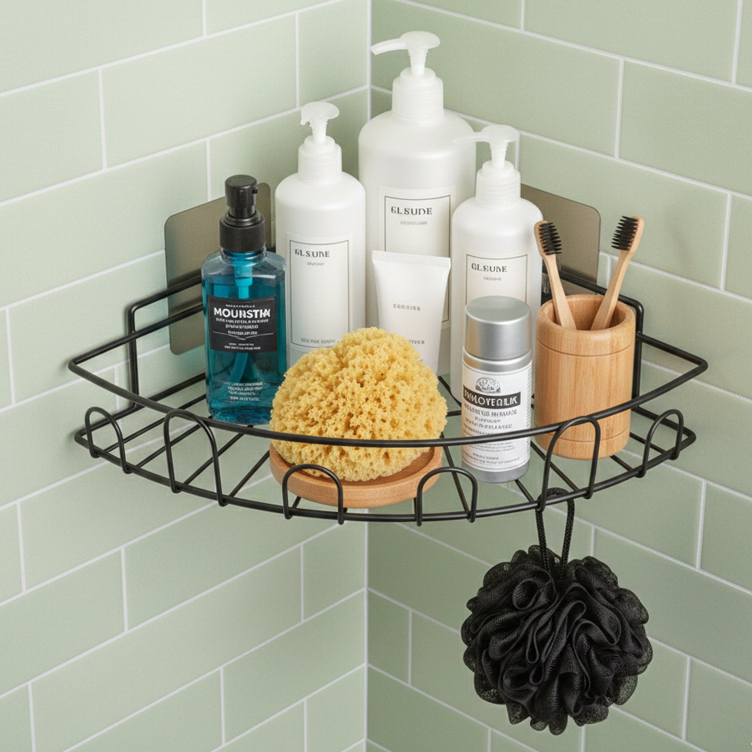 Wall-mounted Corner Bathroom Storage Rack (1 Pc)