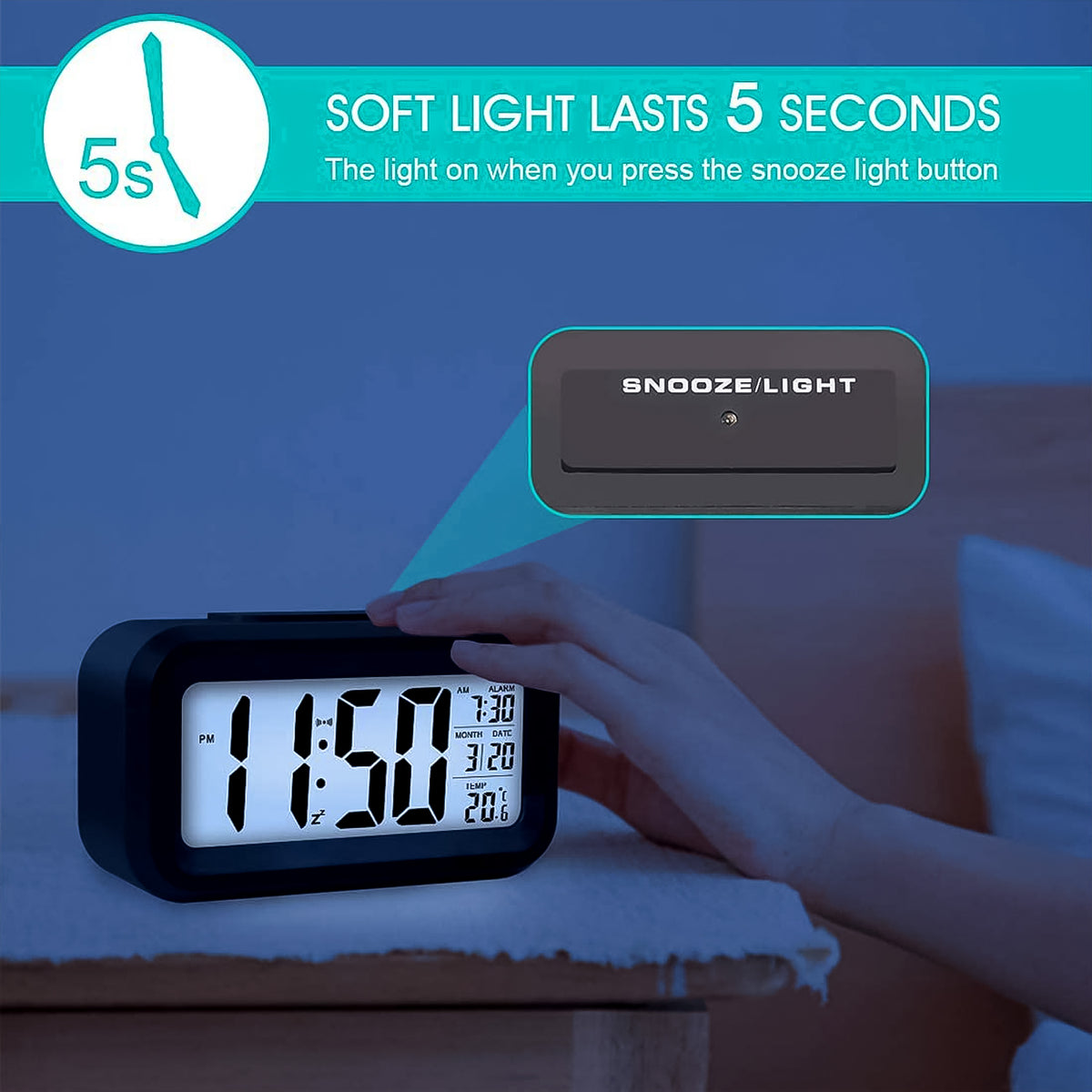 Digital Lcd Alarm Clock With Backlight (1 Pc)