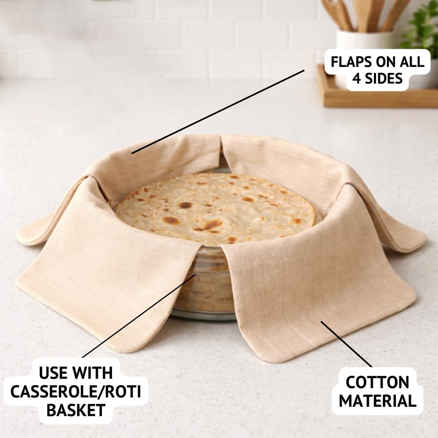 Pure Cotton Roti Mate Cloth Round Roti Cover (51  51 Cm 1 Pc)