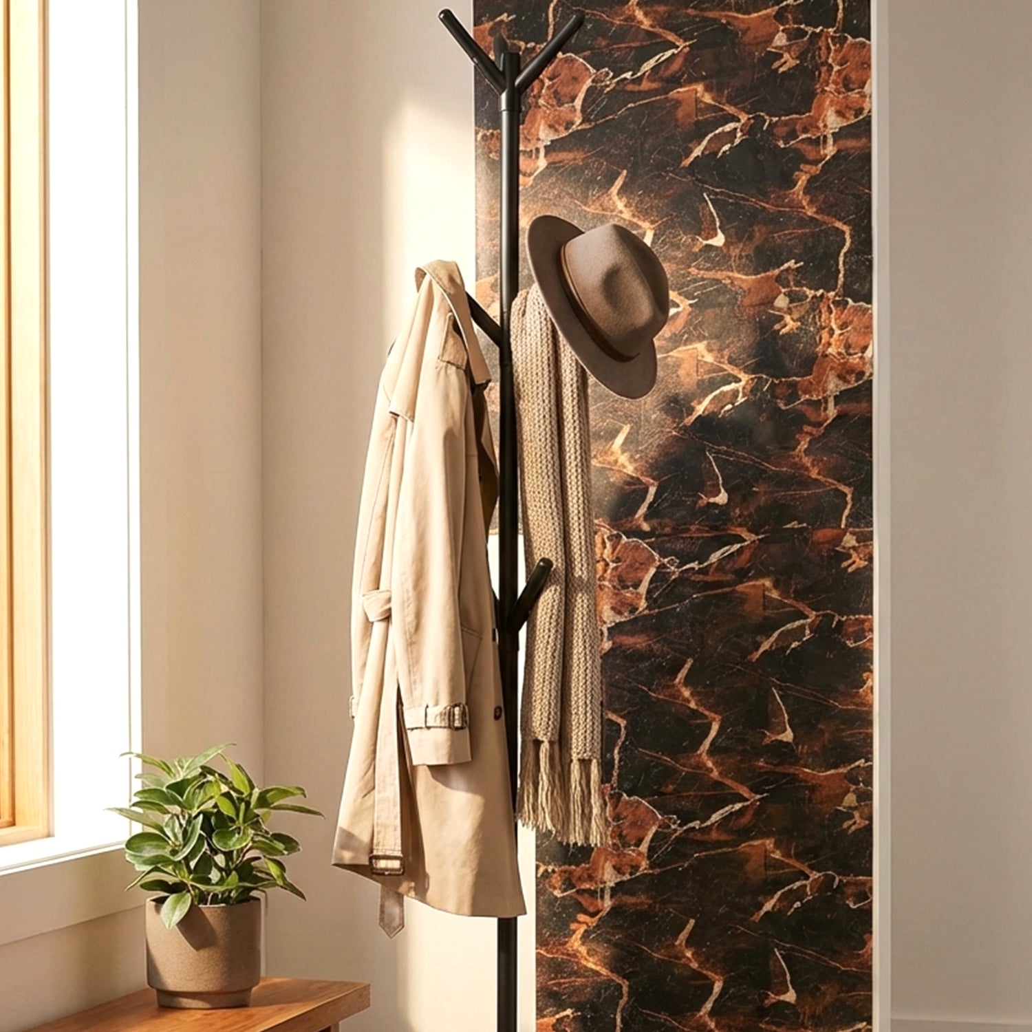 Floor Standing Metal Coat Rack Stand With Multi Hooks