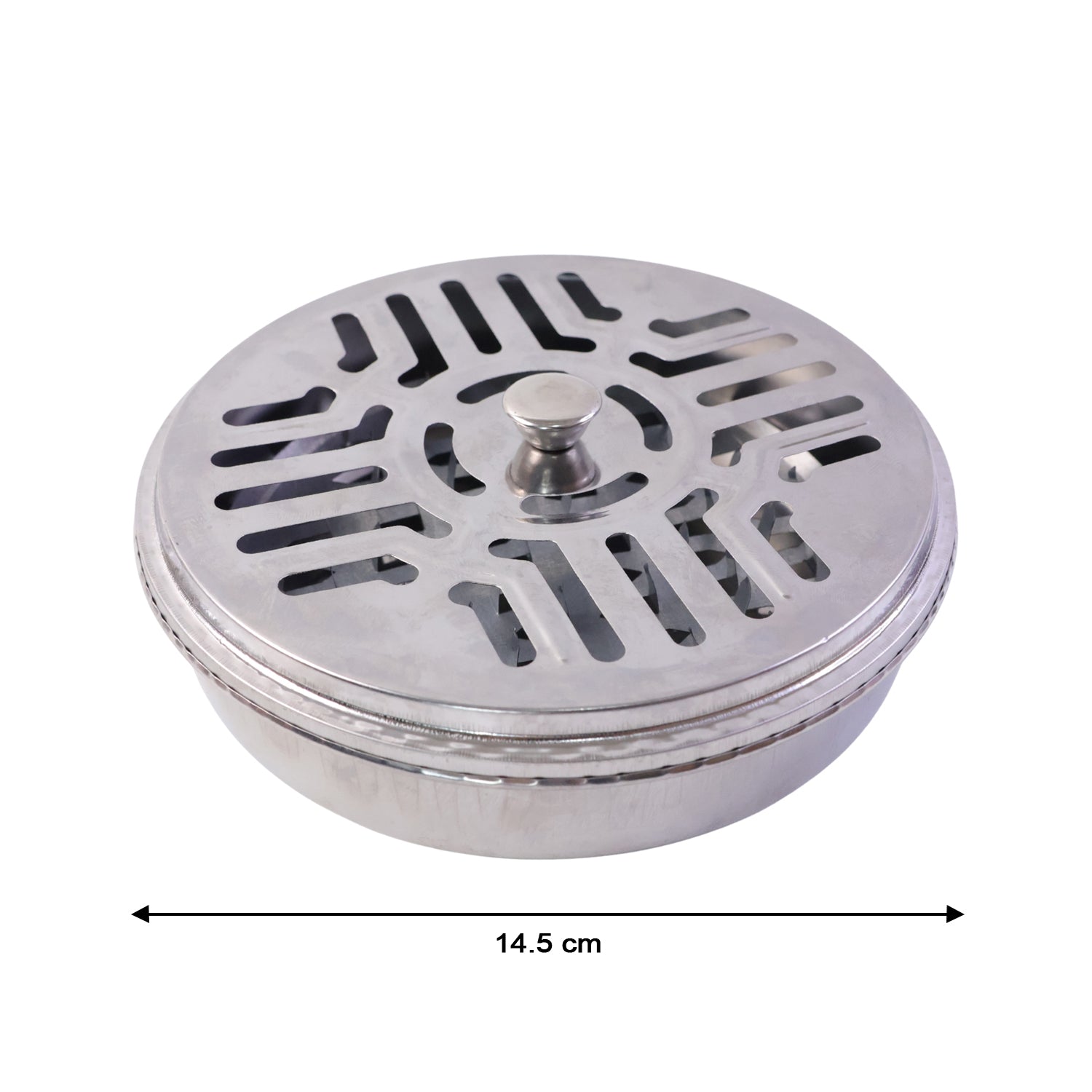 Stainless Steel Mosquito Coil Stand With Smoke Vent Lid (1 Pc)