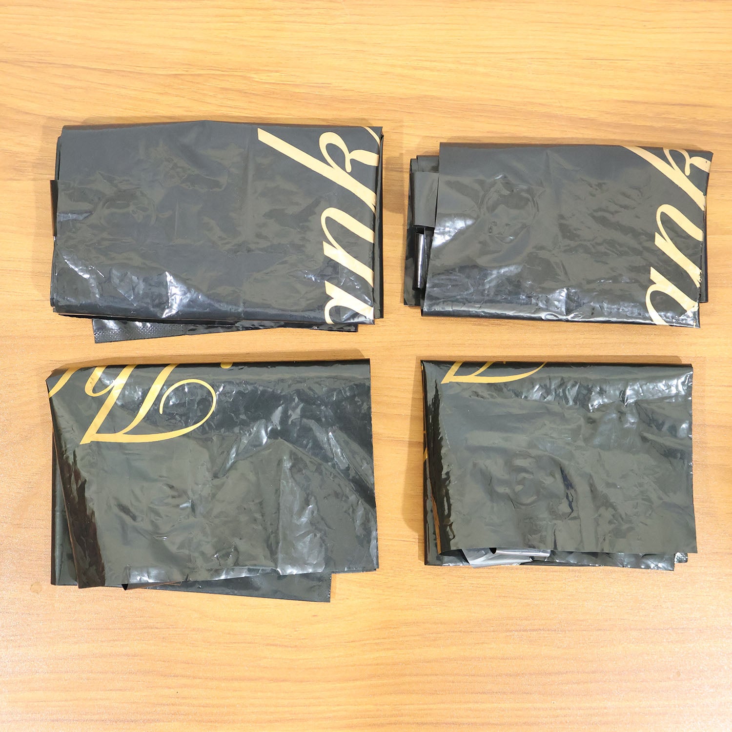 Black Thank You Printed Carry Bags Mix Size (4 Pc Set)