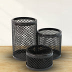 Khyati Trio Metal Mesh Pen Stand  3-in-1 Round Desk Organizer Set