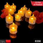 12 Pcs Flameless And Smokeless Decorative Acrylic Candles Transparent Led Tea Light Candle For Gifting House Diwali Christmas Festival Events Decor Candles